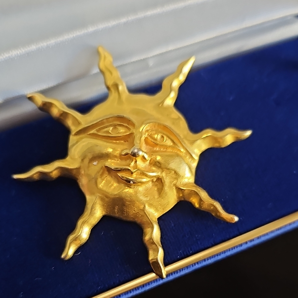 Jaded 18k Gold Plated Celestial Son Brooch